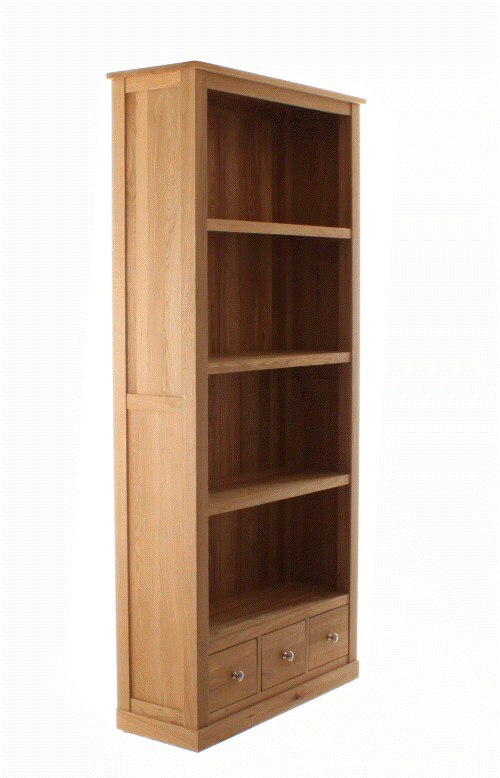Mobel Oak Large 3 Drawer Bookcase