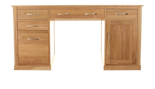 Mobel Oak Twin Pedestal Computer Desk
