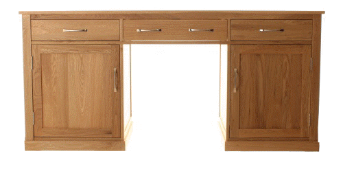 Mobel Oak Large Hidden Office Twin Pedestal Desk