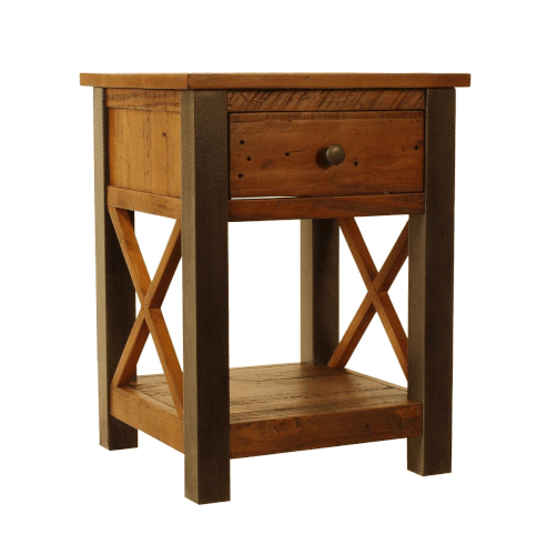 Urban Elegance Reclaimed Lamp Table With Drawer