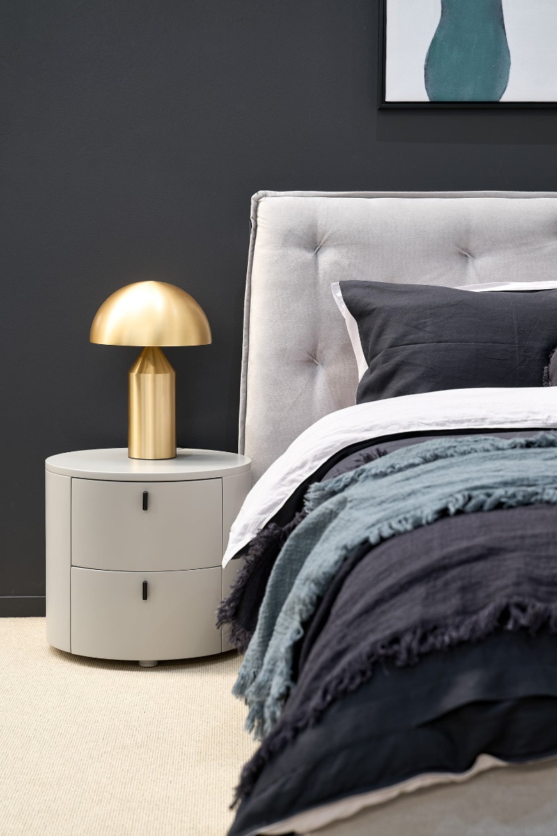 Sims Bedside Table - Matte Beige by Tommy Franks | Style Our Home