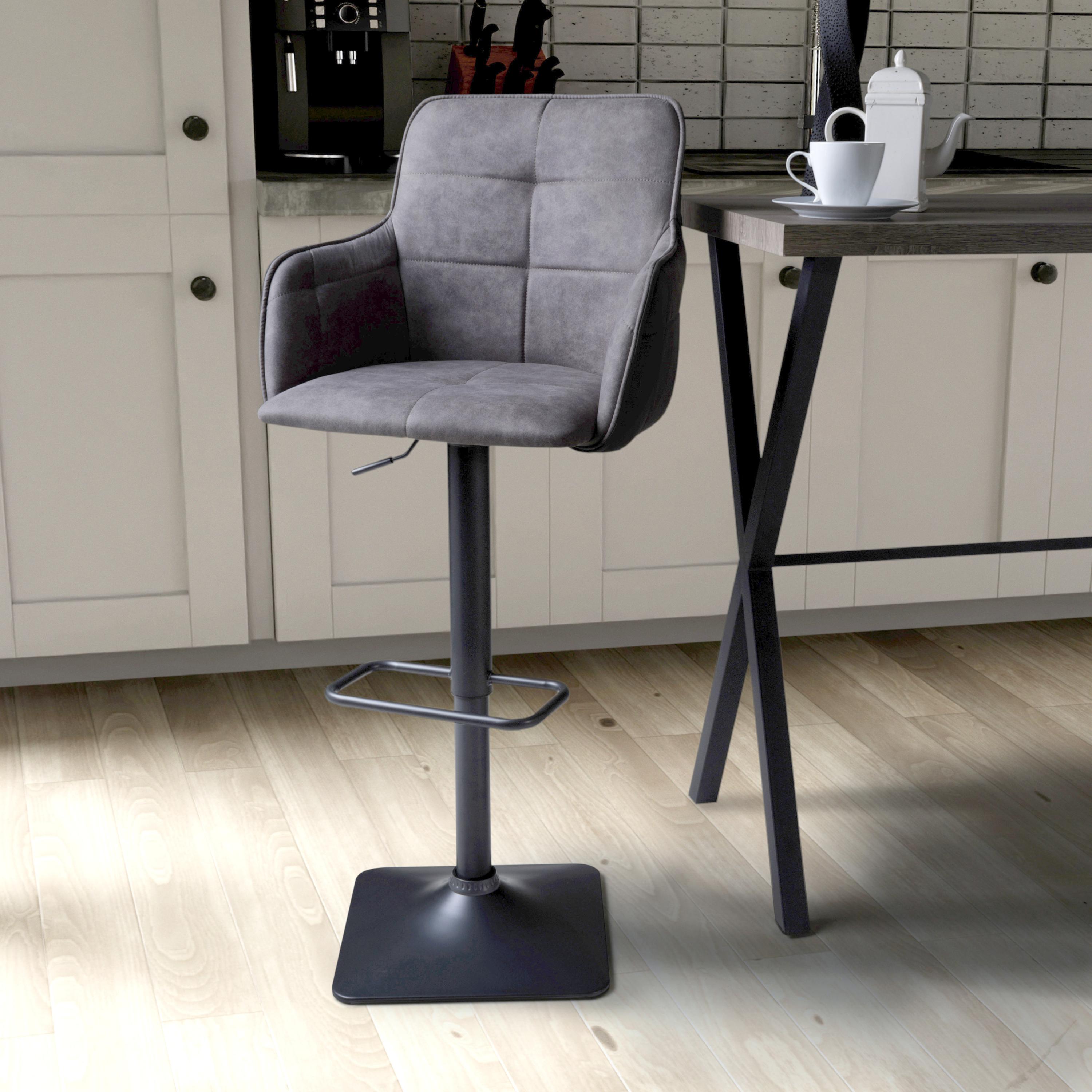 Camdpark Twin Tone Suede Effect Swivel Bar Stool – Iron Grey Base (2pk) by Shankar | Style Our Home