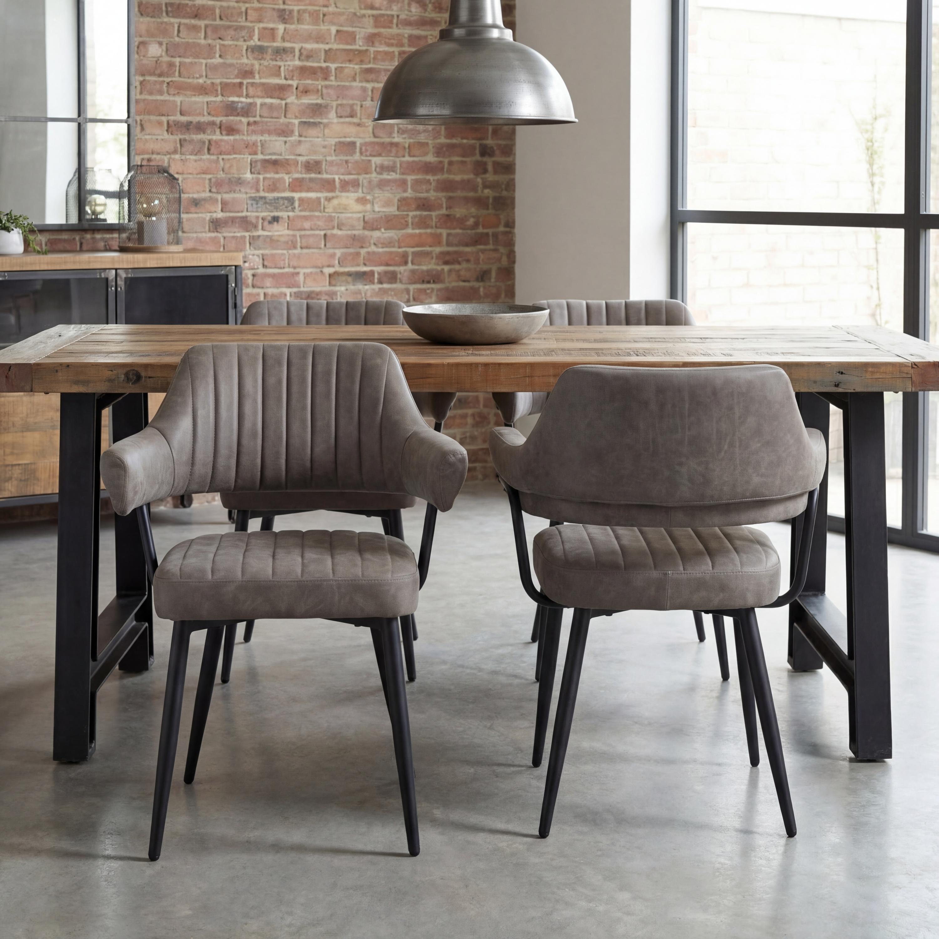 Pembrton Mid-Century Leather Style Dining Chair – Grey with Black Metal Legs (2pk) by Shankar | Style Our Home