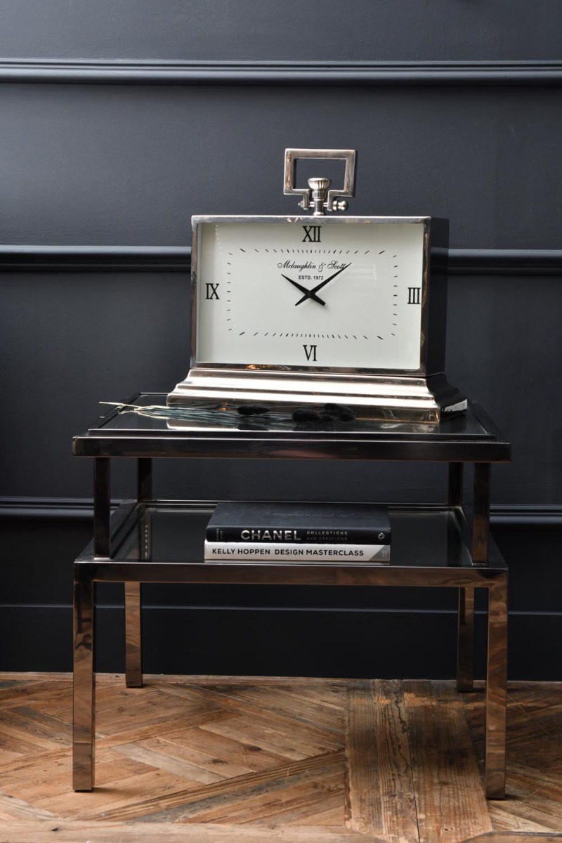 Latham Medium Aluminium Rectangular Clock With Roman Numerals by Libra Designs | Style Our Home
