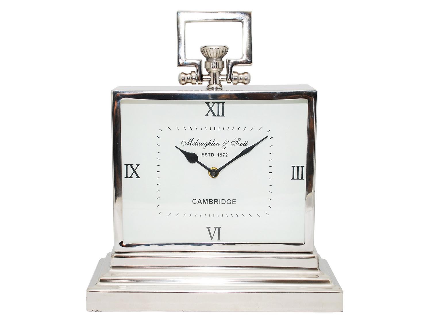 Latham Small Aluminium Rectangular Clock With Roman Numerals by Libra Designs | Style Our Home
