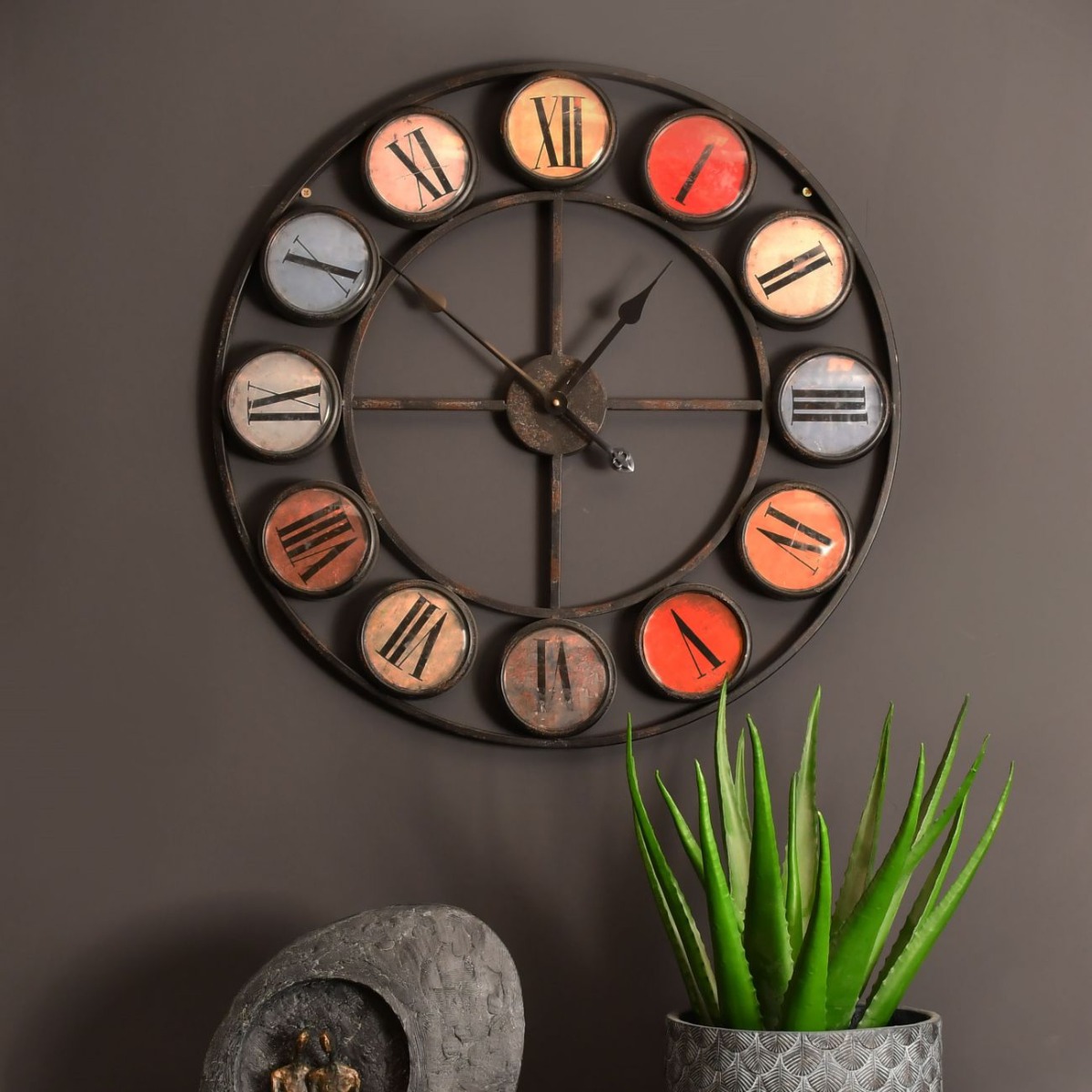 Smarty Iron Clock Roman Numerals Coloured Domed Perspex by Libra Designs | Style Our Home