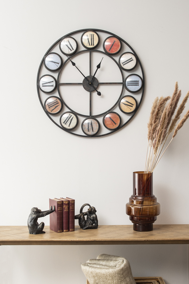 Smarty Iron Clock Roman Numerals Coloured Domed Perspex by Libra Designs | Style Our Home