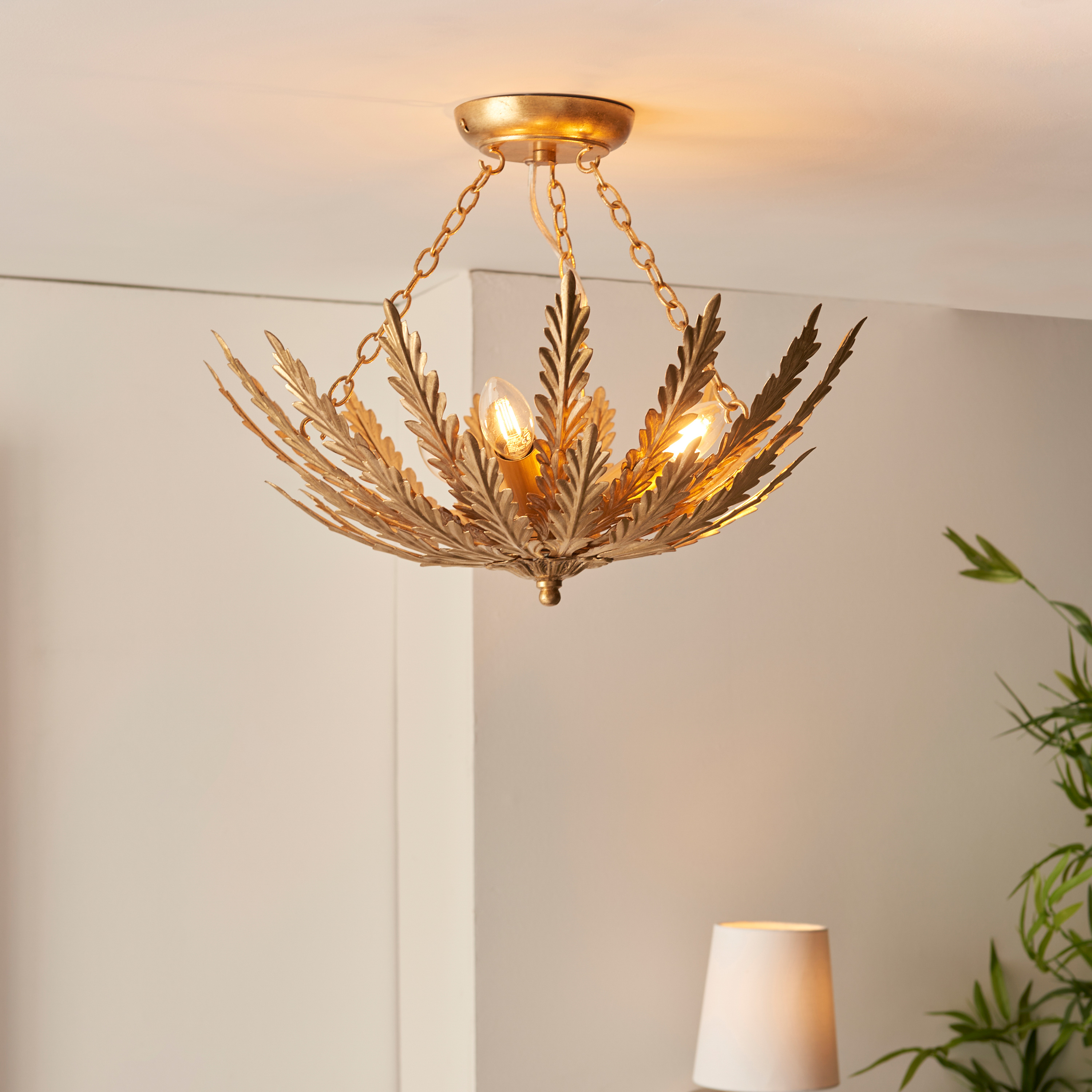 Delphano 3 Ceiling Light Gold Leaf by Gallary Living | Style Our Home
