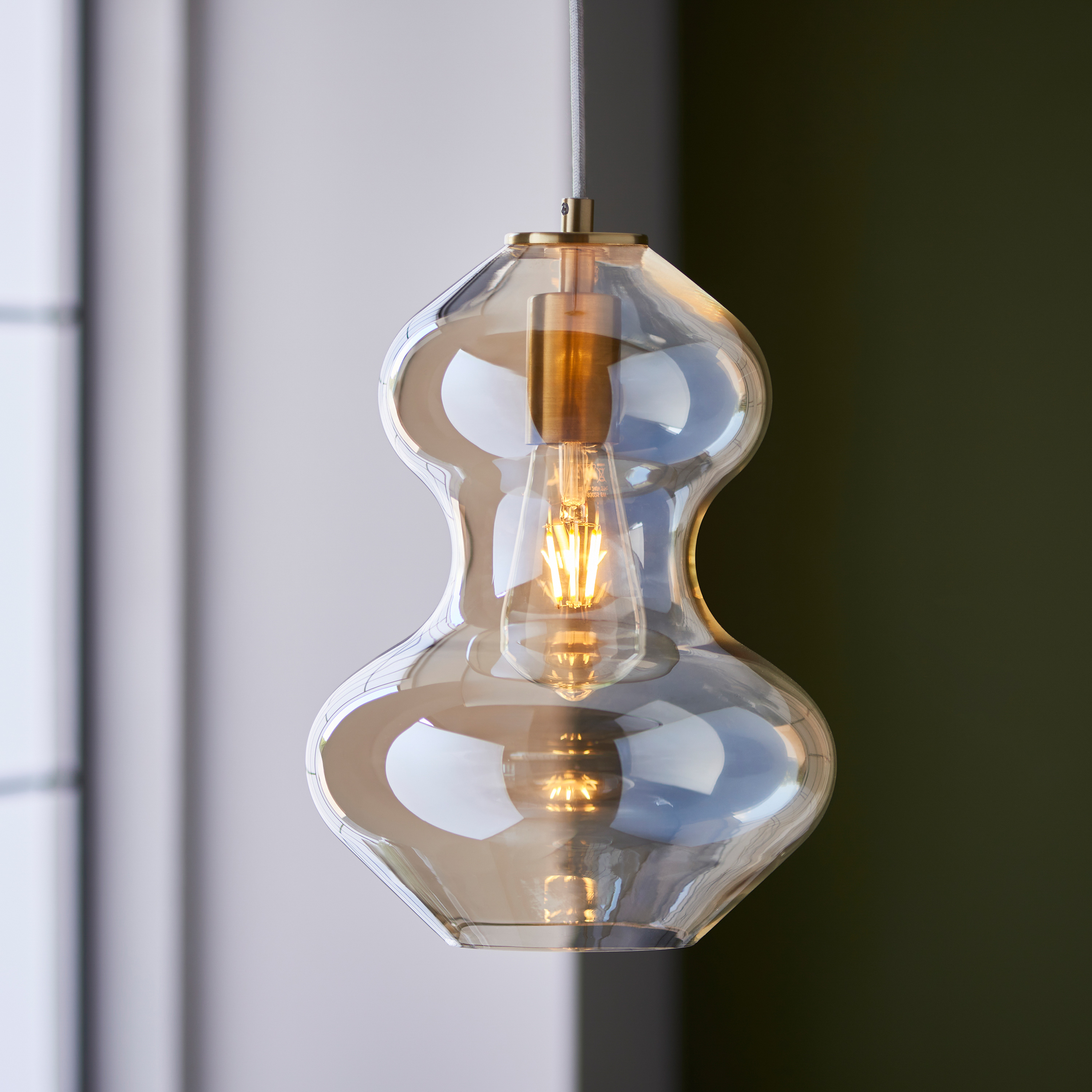 Keldano Shaped Pendant Satin Brass Champagne by Gallary Living | Style Our Home