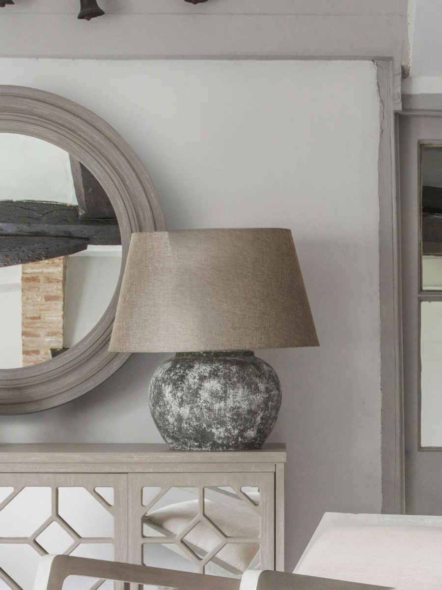 Aged Round Table Lamp With Shade by Libra Designs | Style Our Home