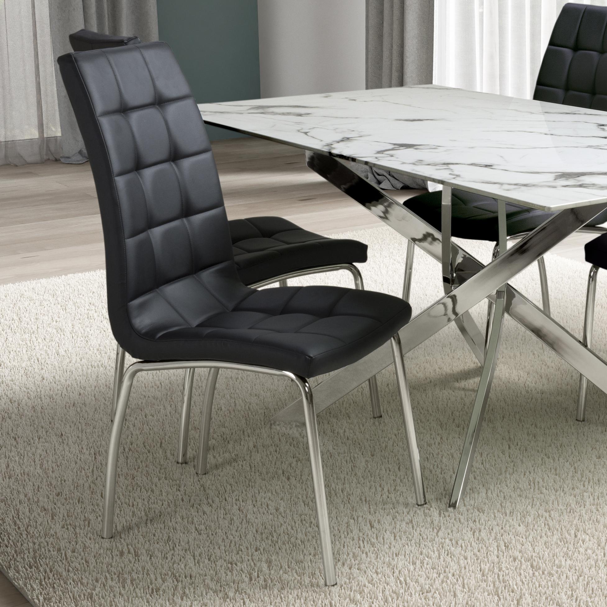 Mayfabury Black Leather Effect Dining Chair – Chrome Metal Legs (2pk) by Shankar | Style Our Home