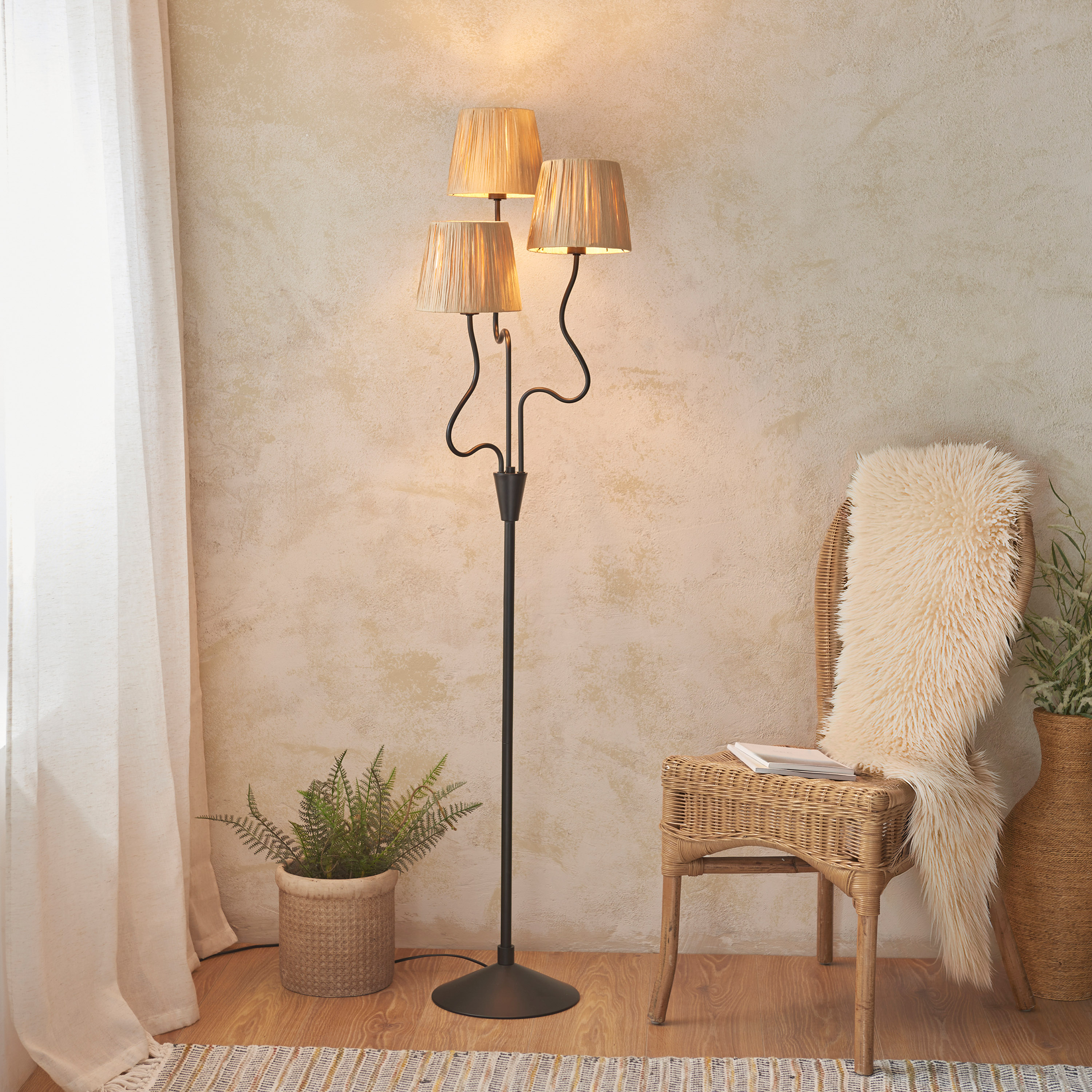 Wrigglano 3 Floor Lamp Matt Black by Gallary Living | Style Our Home