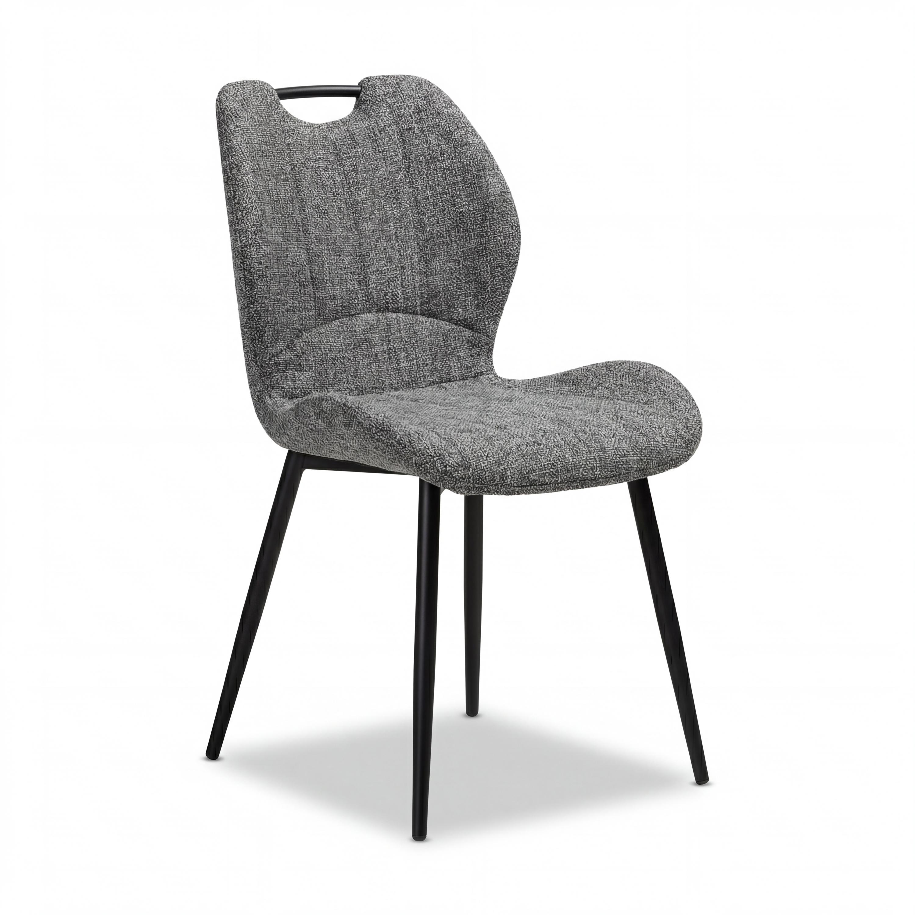 Halstgate Dark Grey Fabric Dining Chair with Handle and Black Metal Legs (4pk) by Shankar | Style Our Home