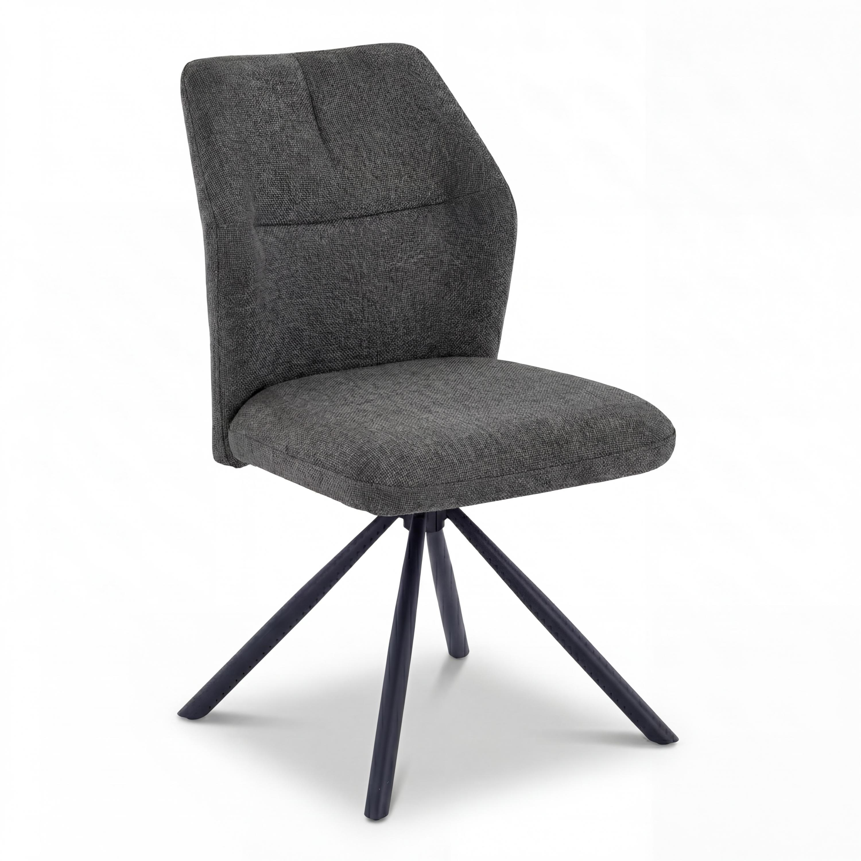 Lumiridge Charcoal Ribbed Fabric Swivel Dining Chair with Black Metal Legs (4pk) by Shankar | Style Our Home