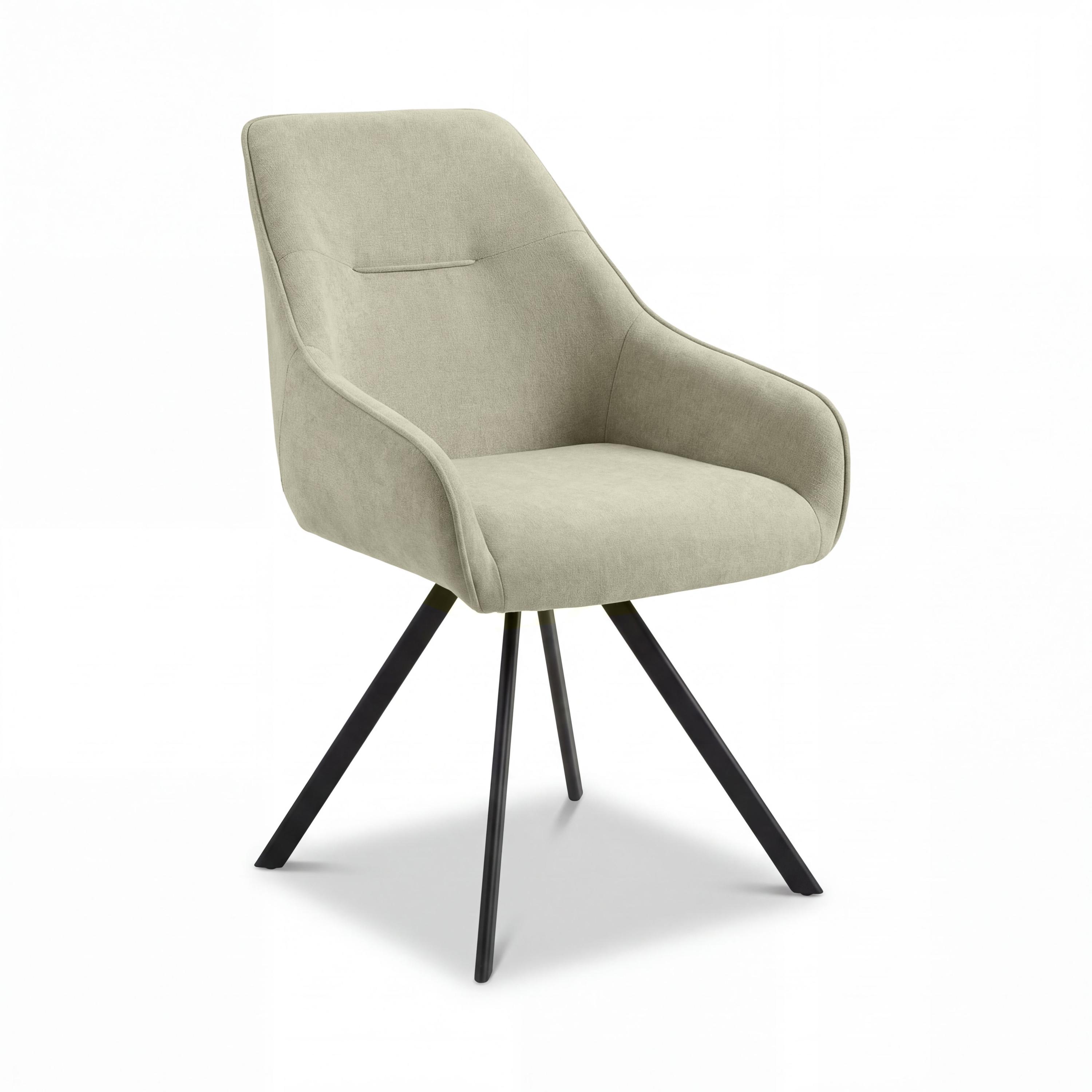Lumiridge Dark Oatmeal Fabric Swivel Dining Chair with Black Metal Legs (2pk) by Shankar | Style Our Home