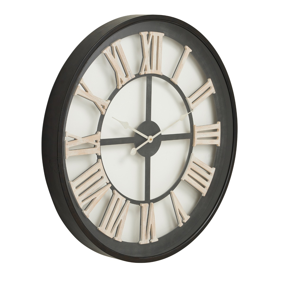 Black Framed Skeleton Clock With White Roman Numerals by Hill Interiors | Style Our Home