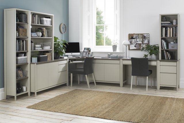 Bergen Grey Washed Oak & Soft Grey Narrow Bookcase - Style Our Home