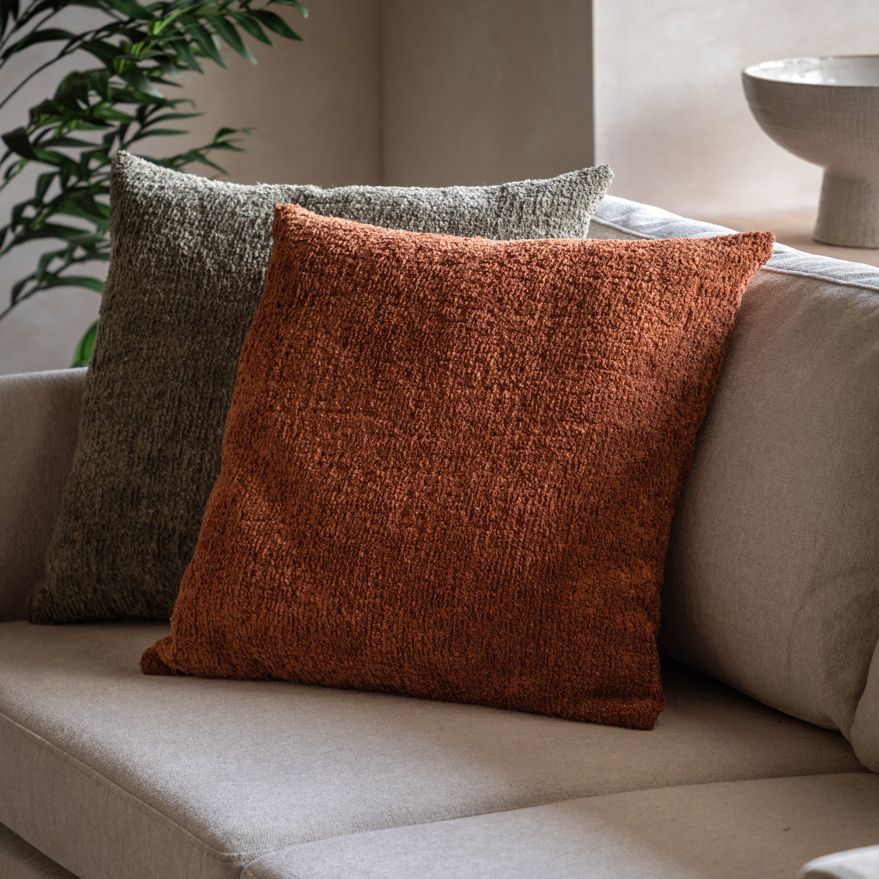 Kaiano Chenille Cushion Rust (Pair) by Gallary Living | Style Our Home