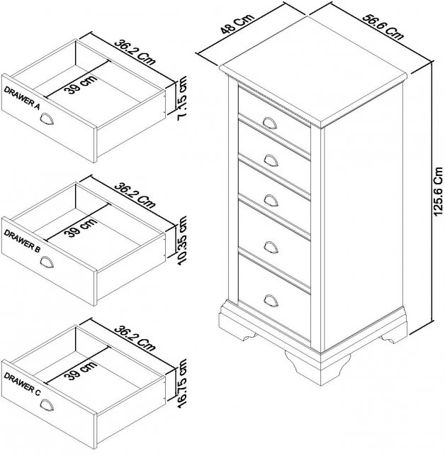 Hampstead Two Tone 5 Drawer Tall Chest - Style Our Home