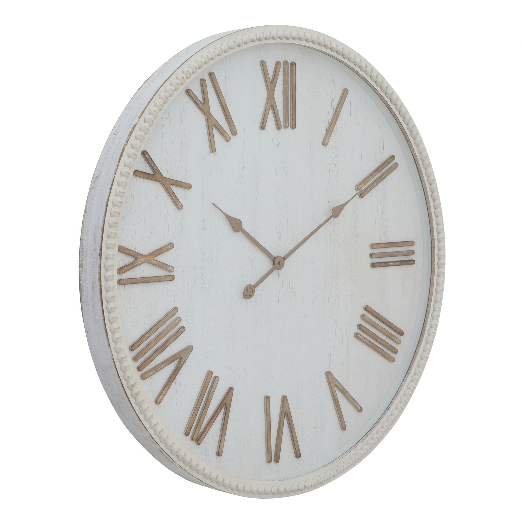 Large Rustic White Clock With Beaded Frame by Hill Interiors | Style Our Home  