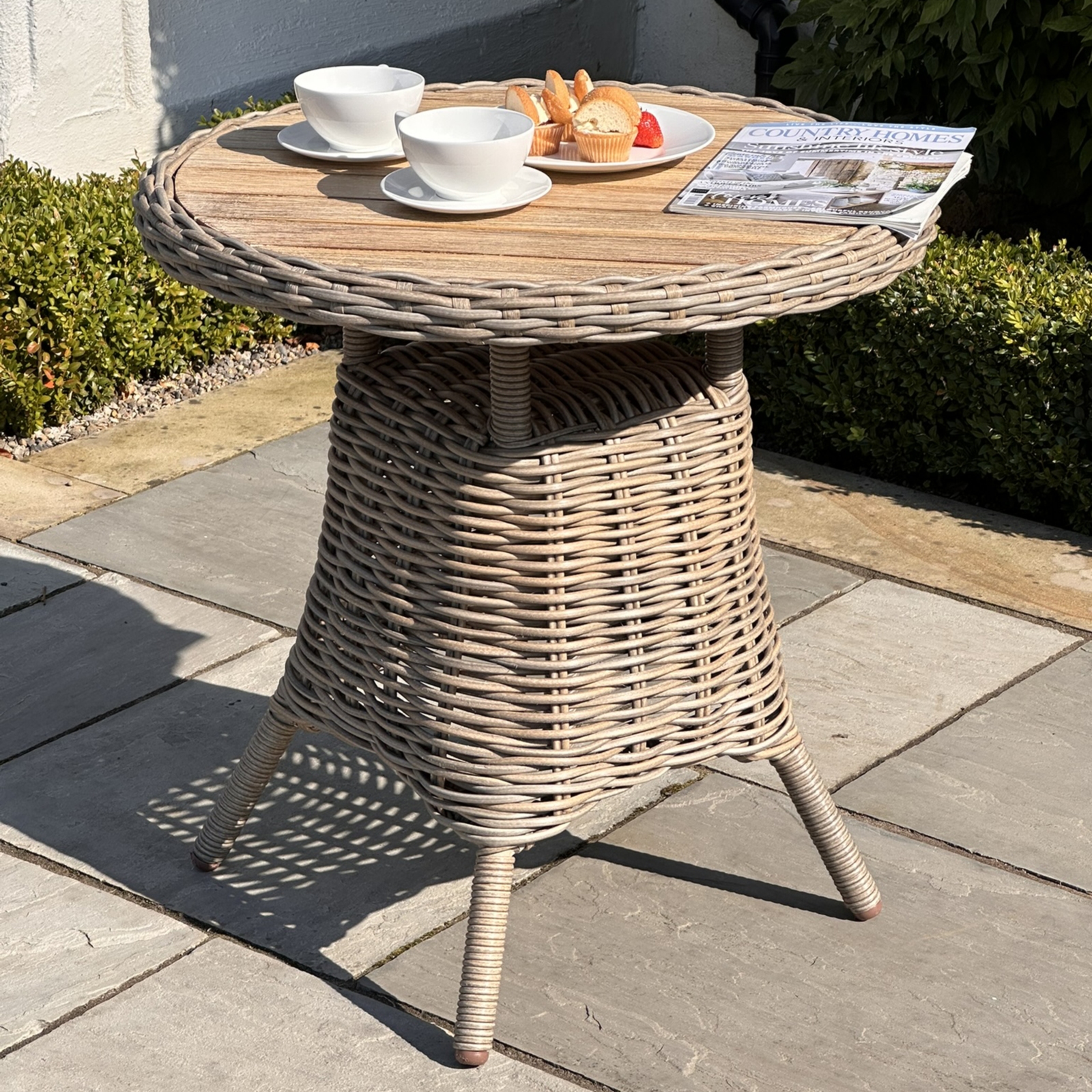 Amalfi Collection Outdoor Bistro Table With Wood Top by Hill Interiors | Style Our Home  