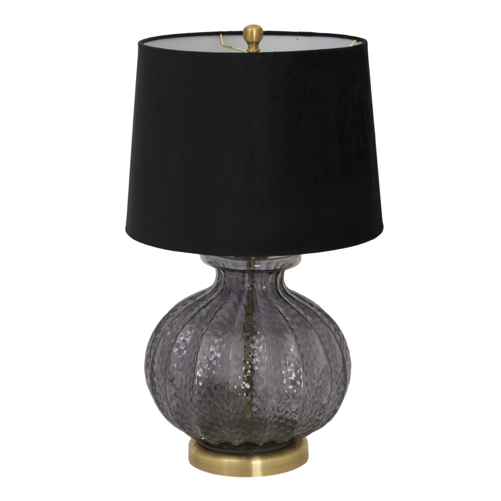 Luxton Glass Fluted Lamp With Black Velvet Shade by Hill Interiors | Style Our Home  