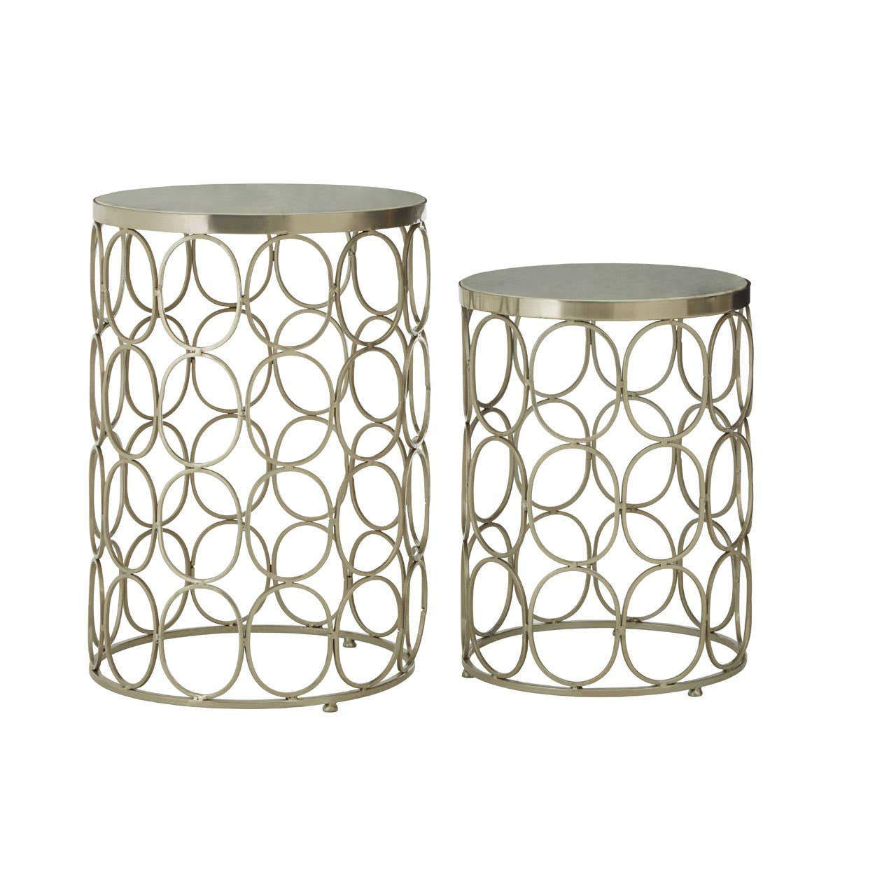 Templexa Marble and Nickel Finish Set of 2 Side Tables by Prestige Designs | Style Our Home