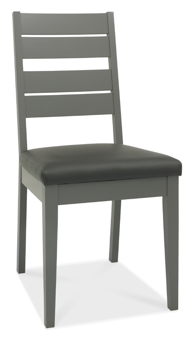 Oakham Dark Grey Chair - Dark Grey Bonded Leather (Pair)