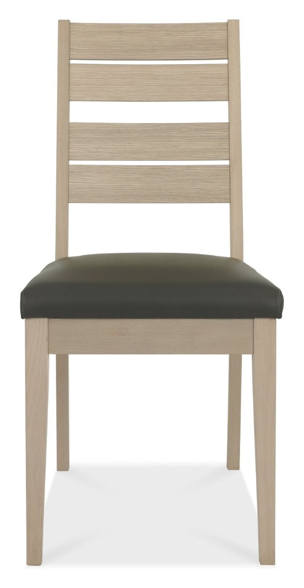 Oakham Scandi Oak Chair - Dark Grey Bonded Leather (Pair) - Style Our Home