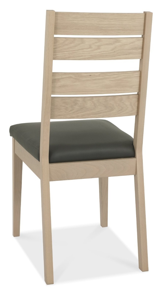 Oakham Scandi Oak Chair - Dark Grey Bonded Leather (Pair) - Style Our Home