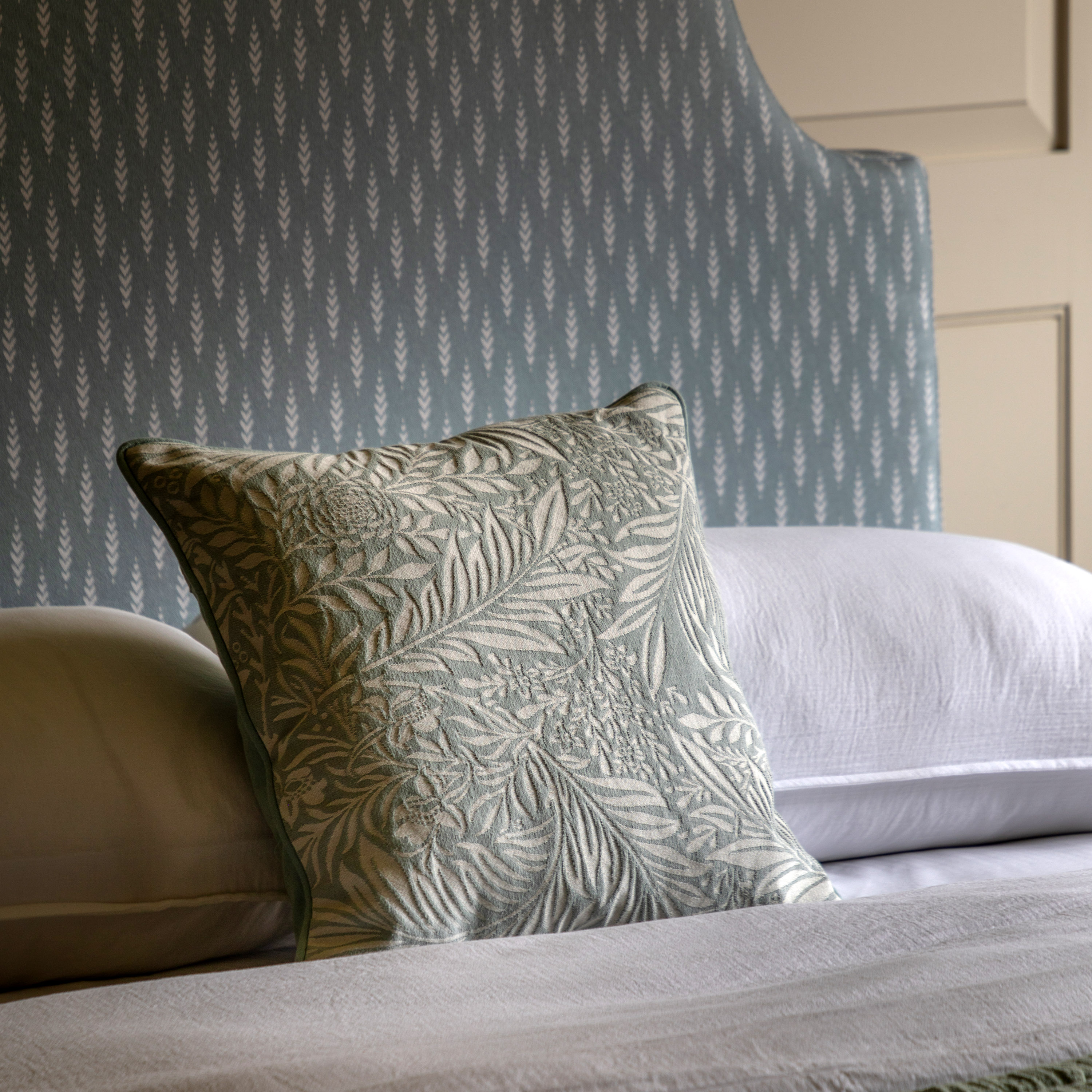 Fallano Leaf Woven Cushion Duck Egg (Pair) by Gallary Living | Style Our Home