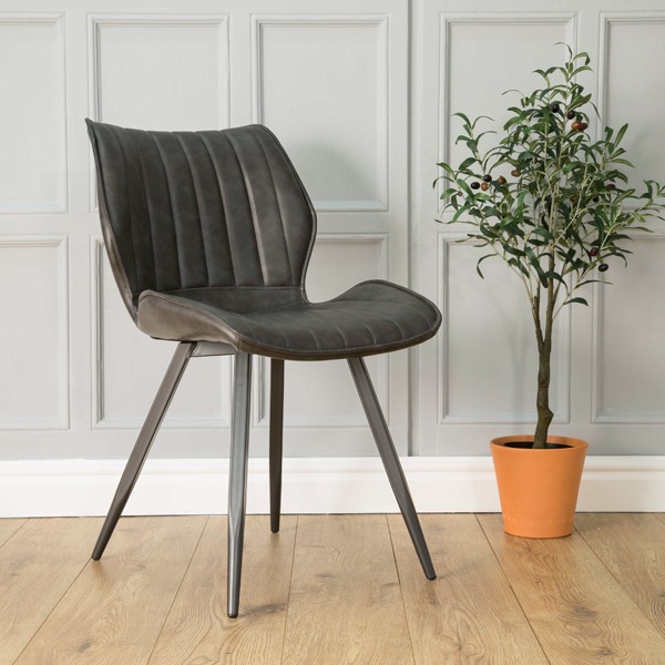 Alfa Dining Chair Vegan Leather Grey SET OF 2 by Bluebone | Style Our Home