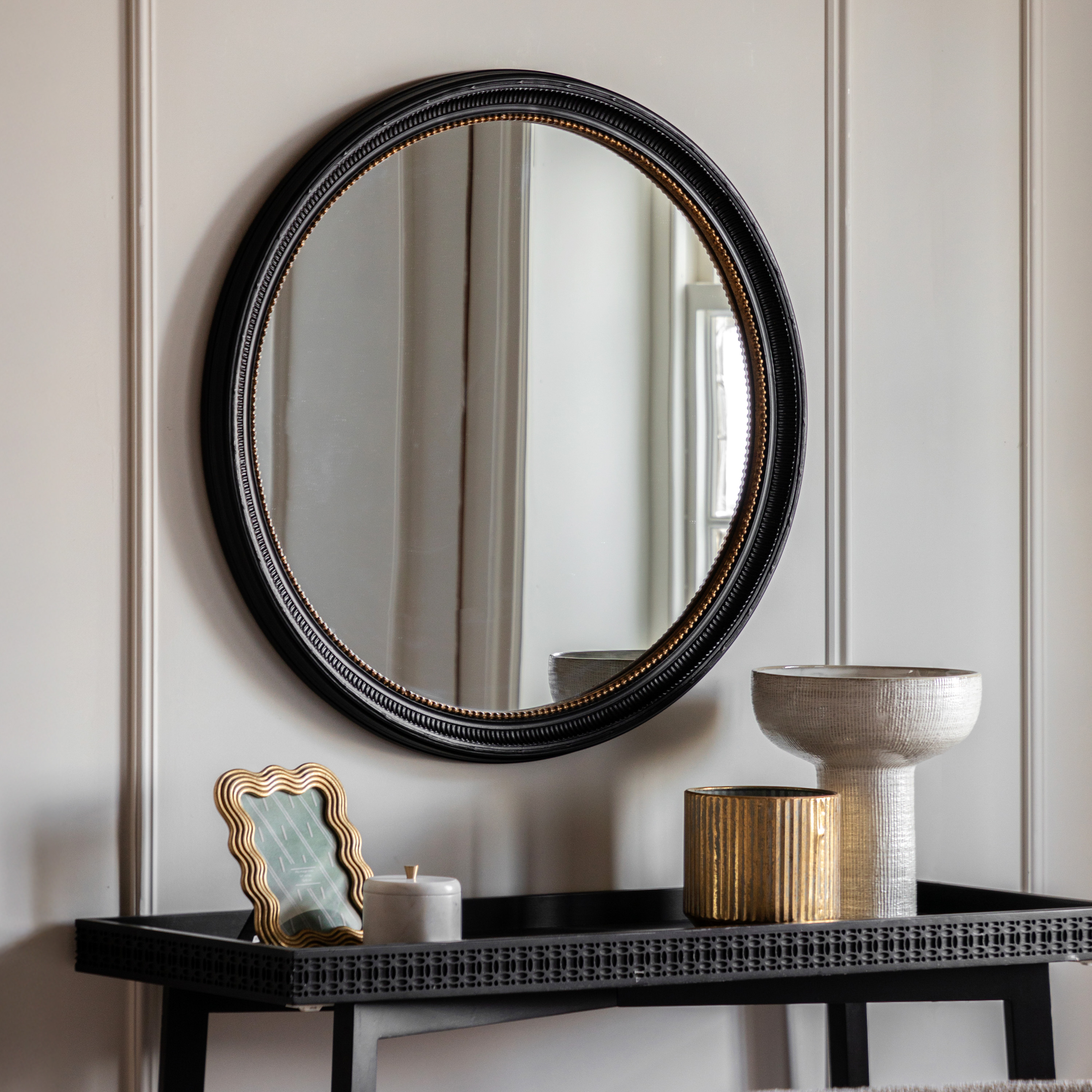 Pisano Round Mirror Black by Gallery Living | Style Our Home
