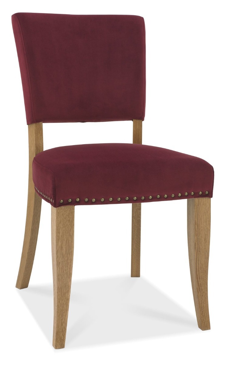 Marque Rustic Oak Upholstered Chair - Crimson Velvet Fabric (Pair) - Style Our Home