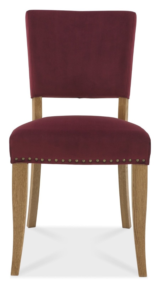 Marque Rustic Oak Upholstered Chair - Crimson Velvet Fabric (Pair) - Style Our Home