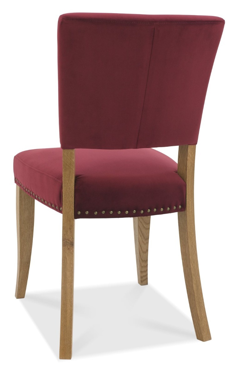 Marque Rustic Oak Upholstered Chair - Crimson Velvet Fabric (Pair) - Style Our Home