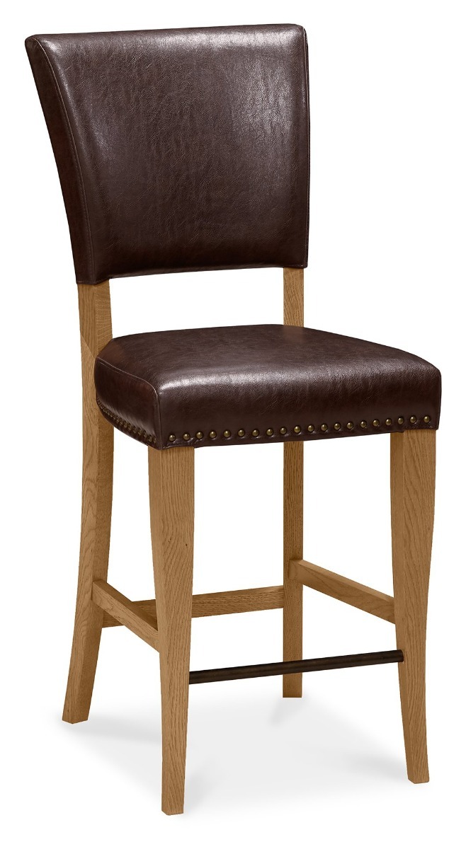 Belgrave Rustic Oak Bar Stool - Espresso Faux Leather (Pair)