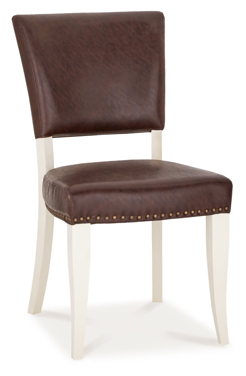 Belgrave Ivory Uph Chair - Espresso Faux Leather (Pair) by Bentley Designs | Style Our Home