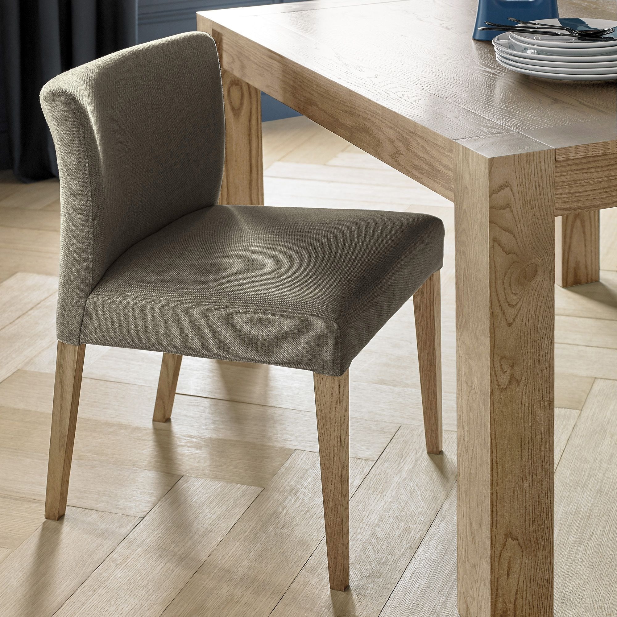Turin Light Oak Upholstered Black Gold Dining Chair (a pair) - Style Our Home