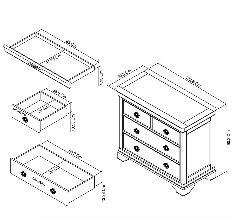 Chantilly White 2+2 Drawer Chest - Style Our Home