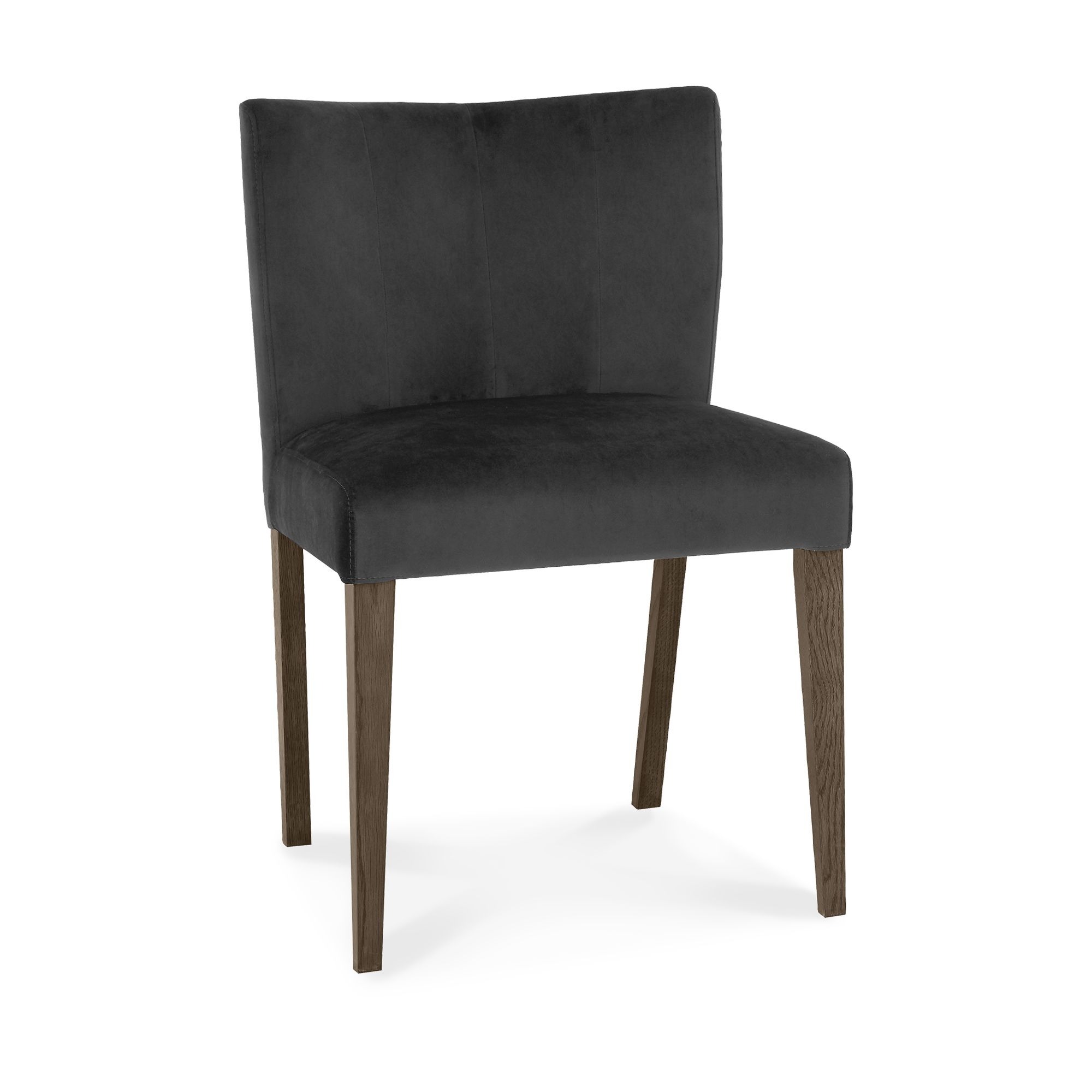 Turin Dark Oak Upholstered Gun Metal Dining Chair (a pair) - Style Our Home
