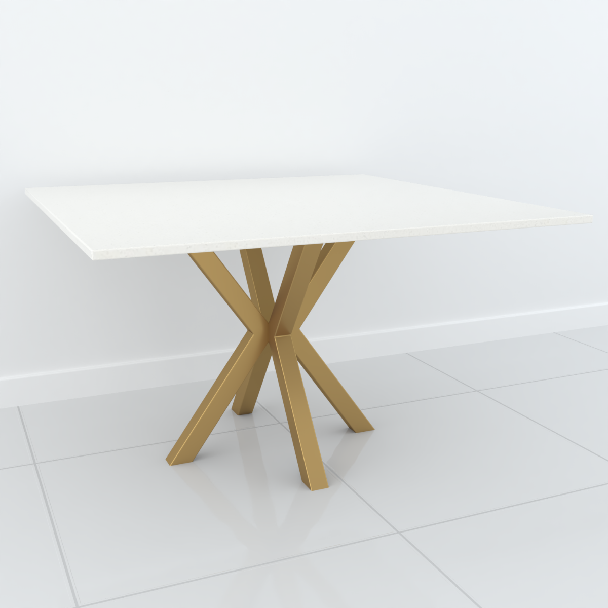 Studio Line Dining Table - 4 Seater in White & Gold Cross by Steve Bristow | Style Our Home