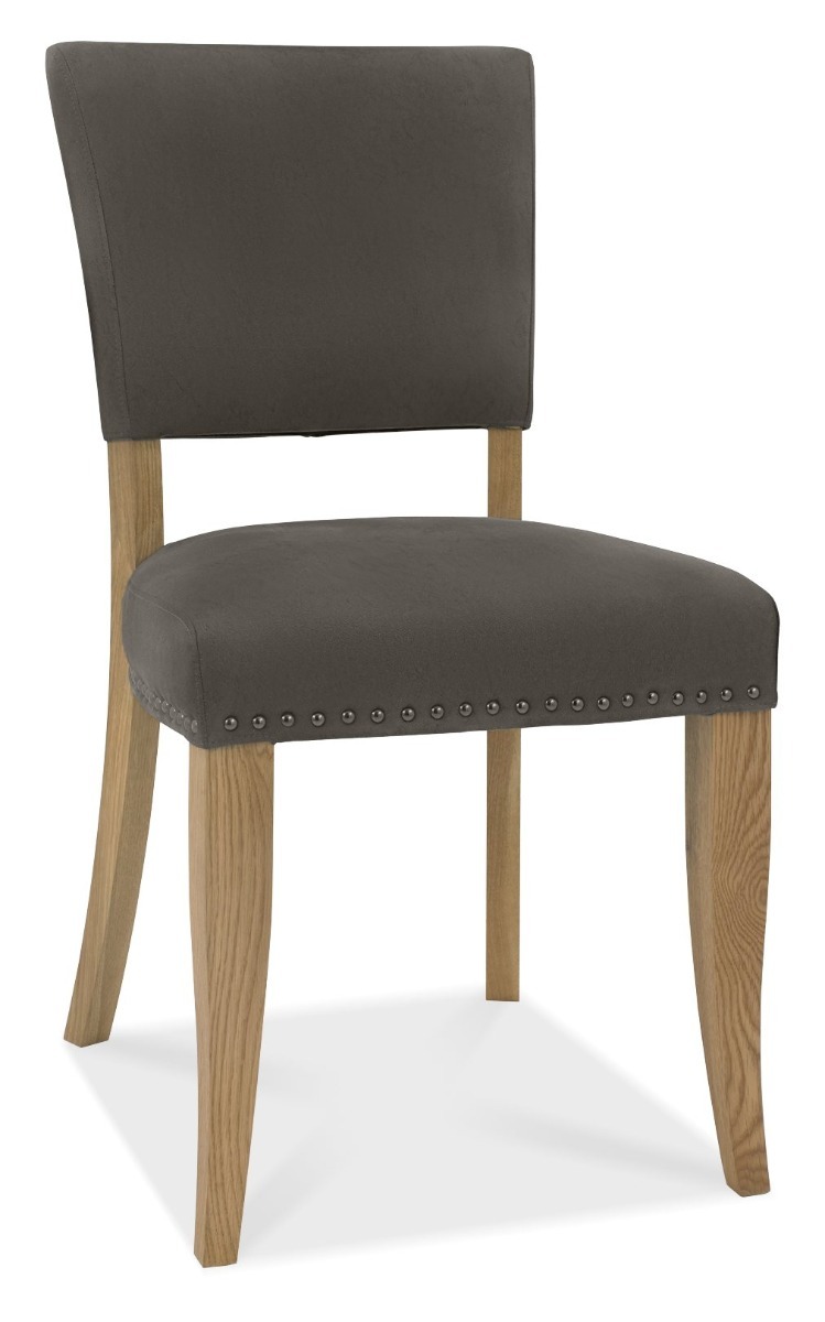 Marque Rustic Oak Upholstered Chair - Dark Grey Fabric (Pair) - Style Our Home