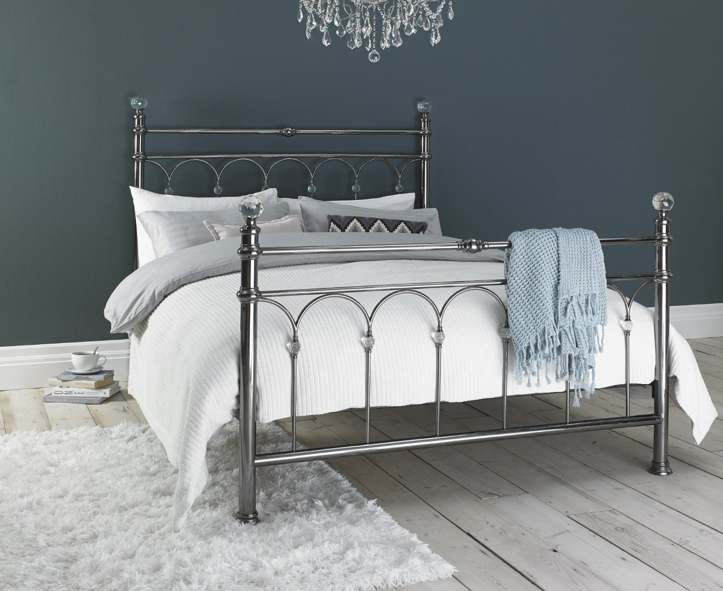 Krystal Antique Nickel 4'6 Double Bedstead - Style Our Home