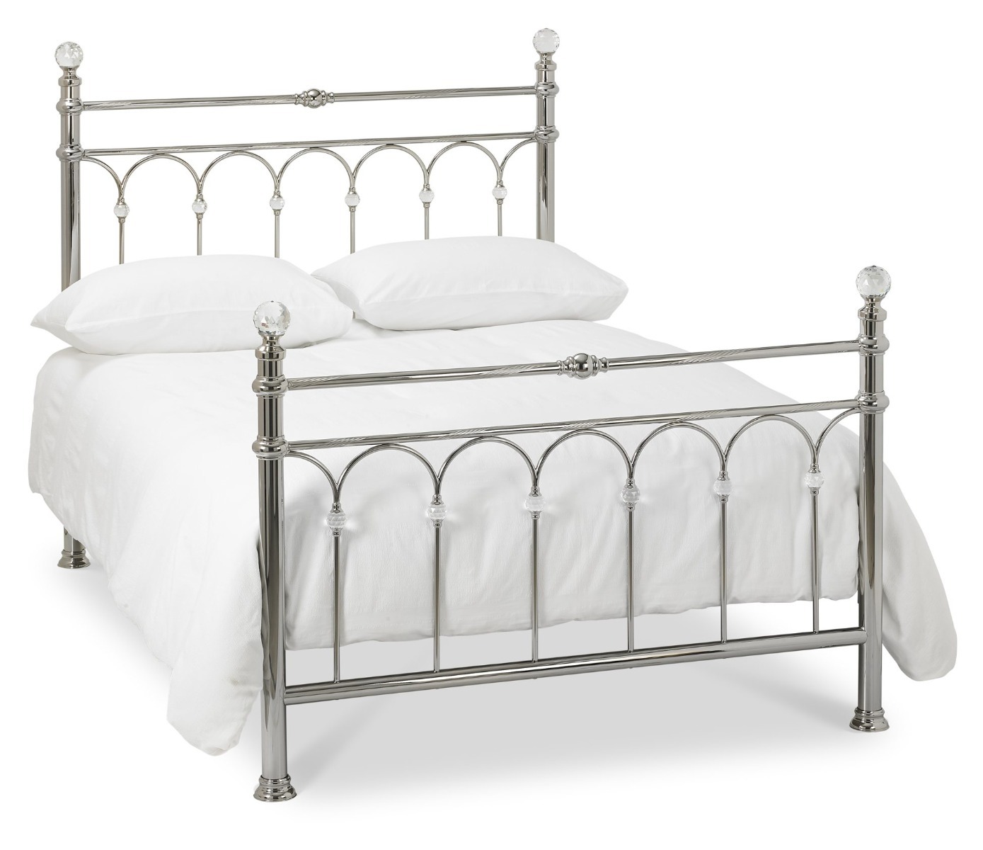 Krystal Shiny Nickel 4'6 Double Bedstead - Style Our Home