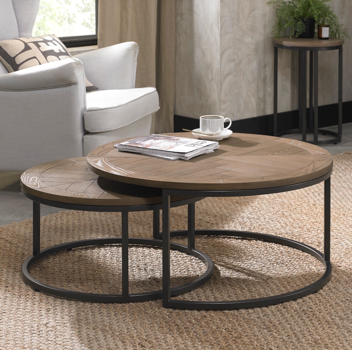 Chevron Weathered Ash Coffee Nest Of Tables by Bentley Designs | Style Our Home