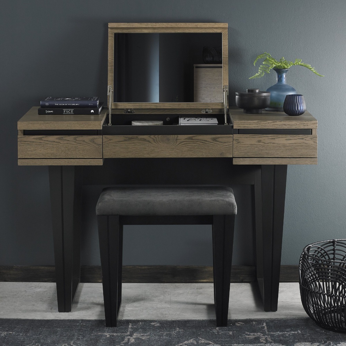 Tivoli Peppercorn Stool - Dark Grey Fabric by Bentley Designs | Style Our Home
