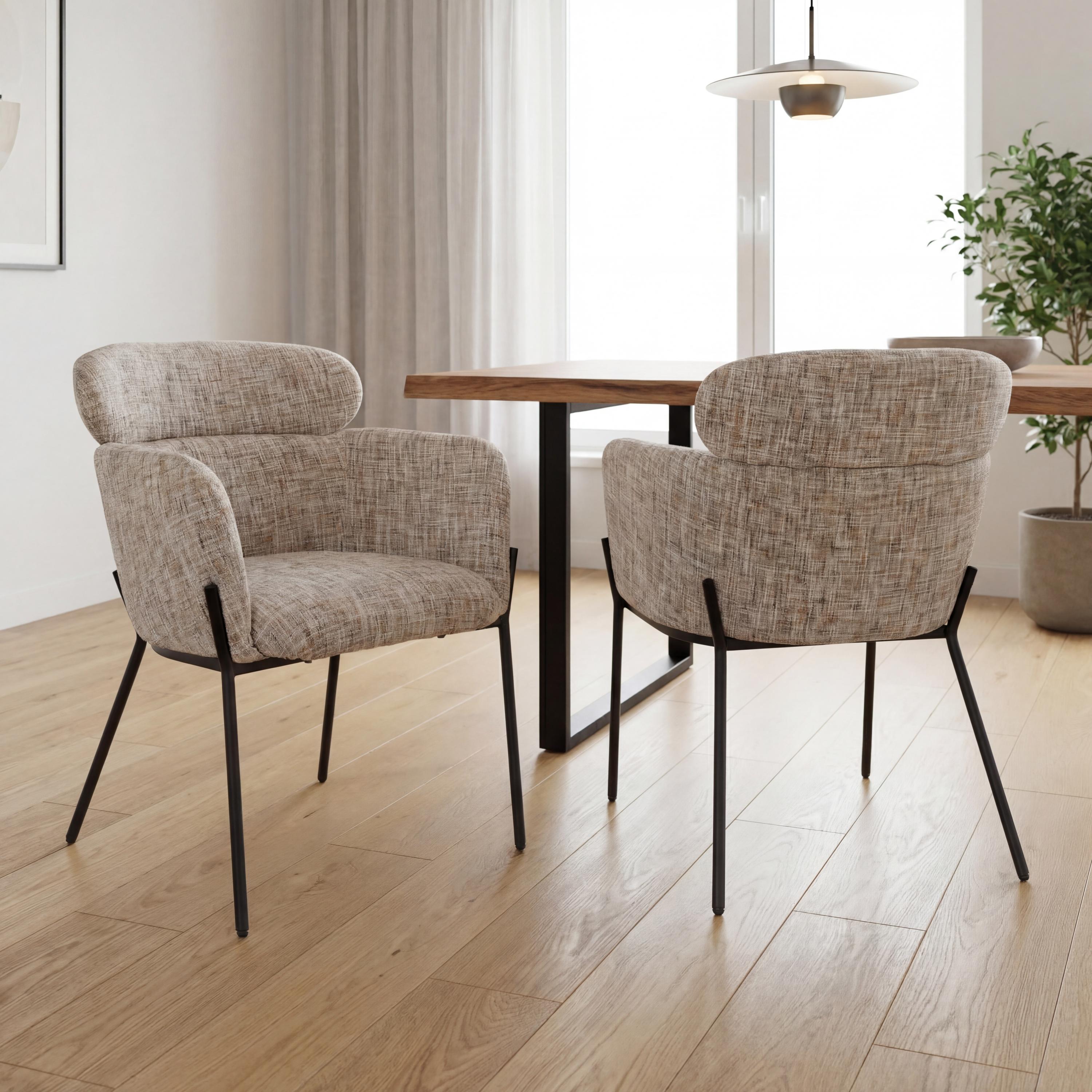 Parkgley Toffee Textured Fabric Accent Chair with Black Metal Legs (2pk) by Shankar | Style Our Home