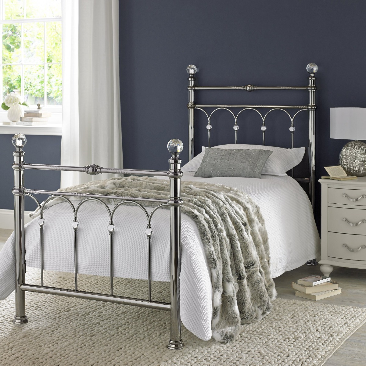 Krystal Antique Nickel 3' Single Bedstead - Style Our Home