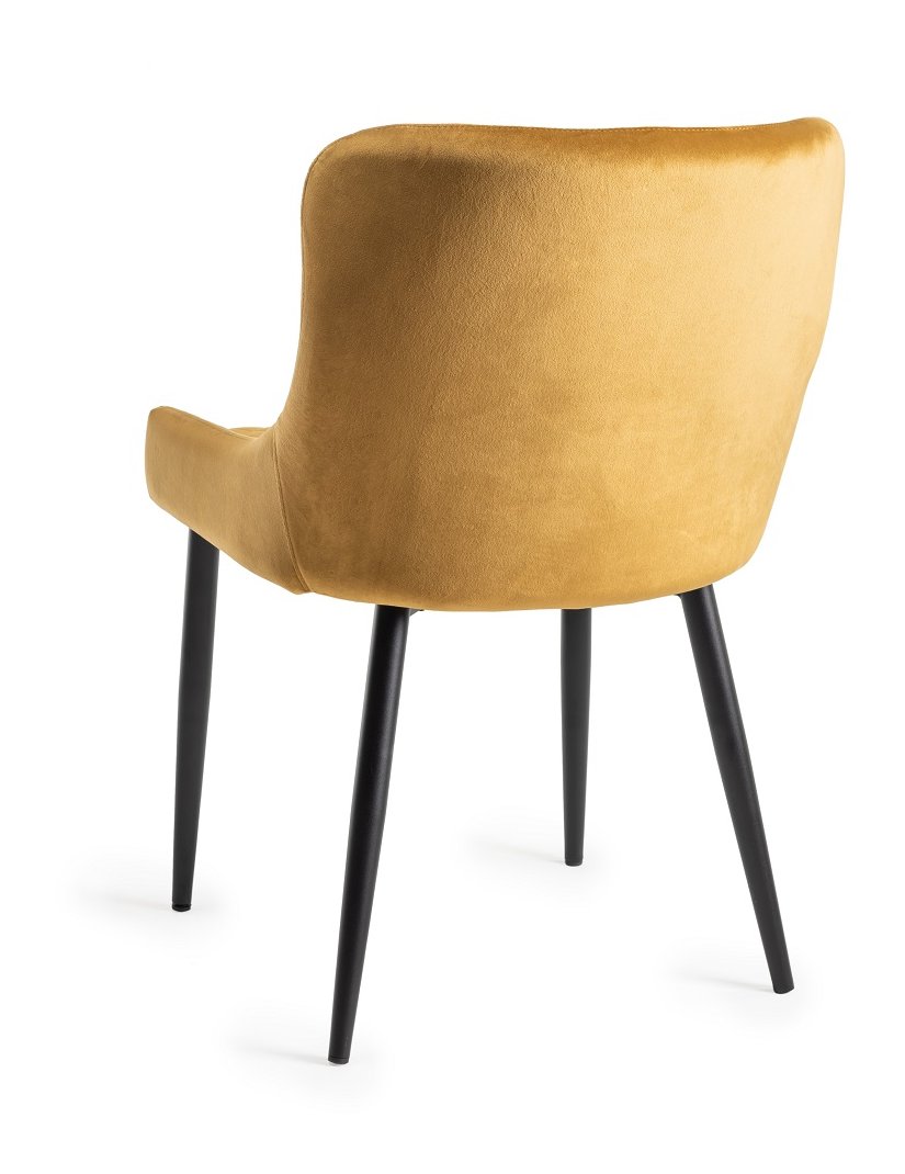 Upholstered Mustard Velvet Diamond Chair with Black Frame (Pair)